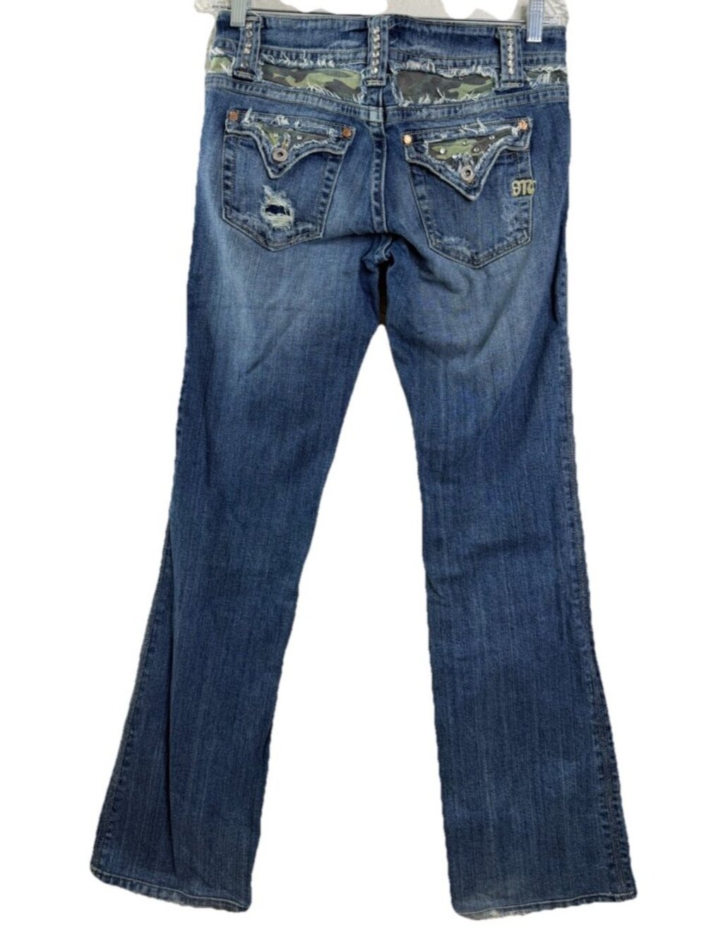 Miss Me Sz 29 (Actual 31x32) Bootcut Jeans Camouflage Rhinestone Distressed GUC